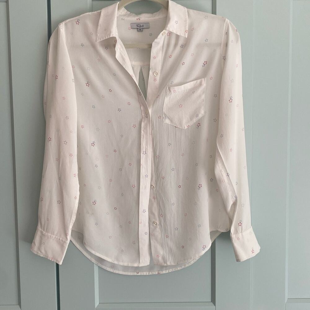Rails Kate Pastel Stars Silk Button down blouse size xs